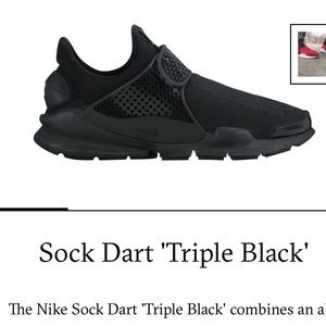 New  triple black Nike Sock Dart sz 10  12